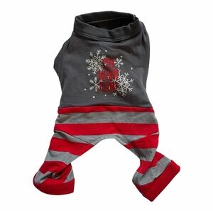 Target Gray and Red Striped Pet Pajamas with Snowflake Graphic